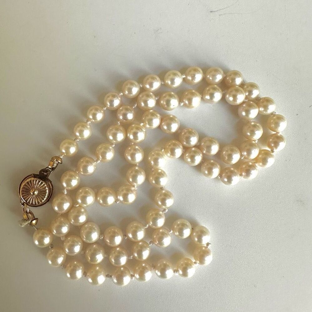Faux pearl vintage necklace gold filled clasp - Picture 4 of 7